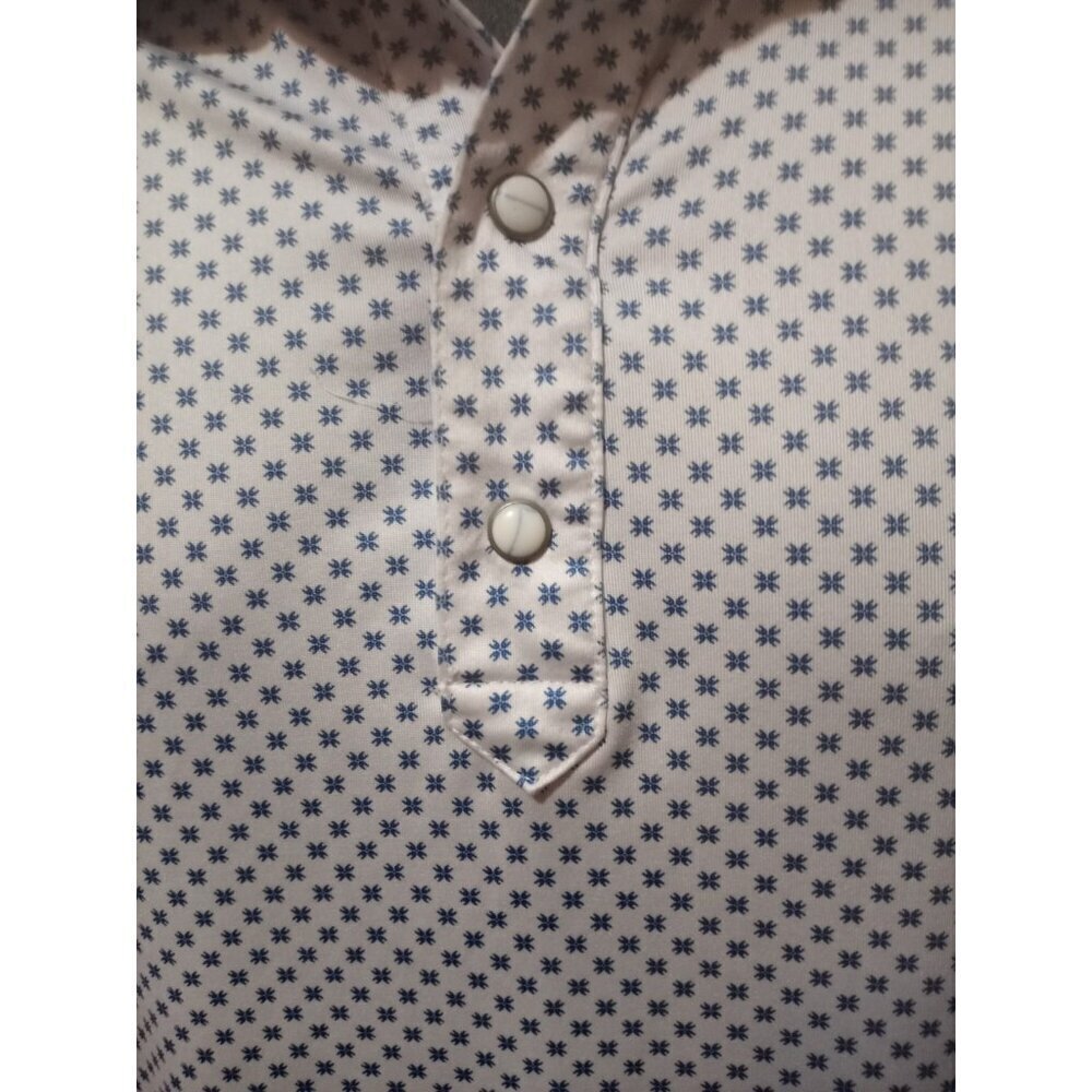 Rafter C Geometric Print Pearl Snap Polo 2XL Western Golf Performance Shirt - Picture 2 of 12